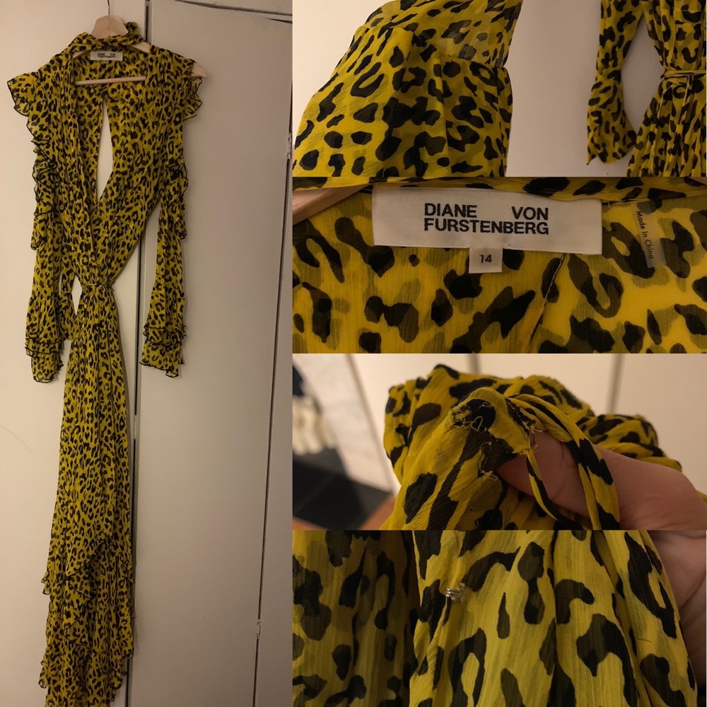 Yellow leopard DVF wrap dress